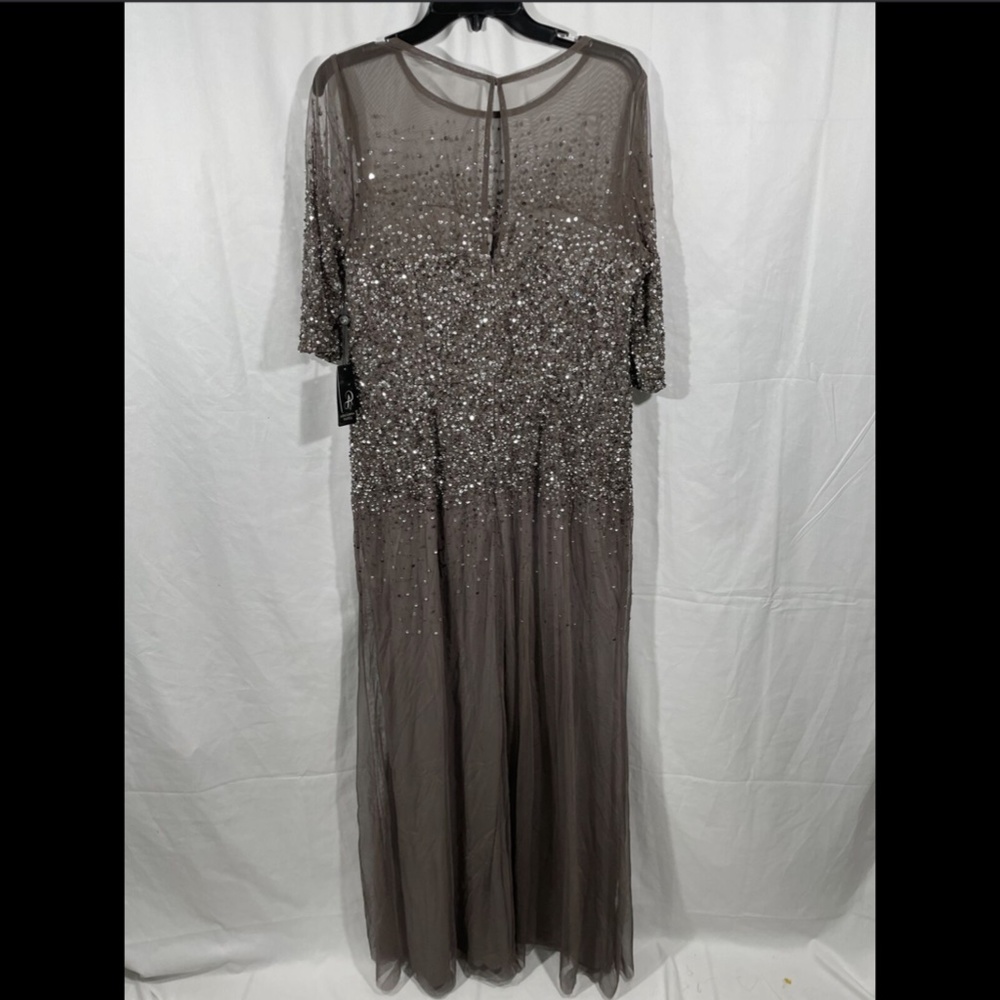 NEW Adrianna Papell‎ Beaded Illusion Gown 14W Lead - Picture 8 of 12
